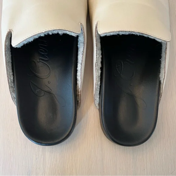 NEW J. Crew Pacific sherpa lined leather clogs/mules - Picture 4 of 5